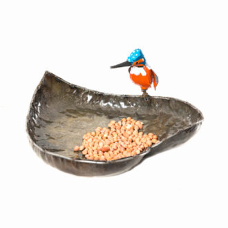 METAL 3 CL KINGFISHER HEART BOWL PETFEEDER