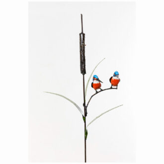 METAL 2 CLÂ KINGFISHER BABY ON CATTAIL PLANTÂ 