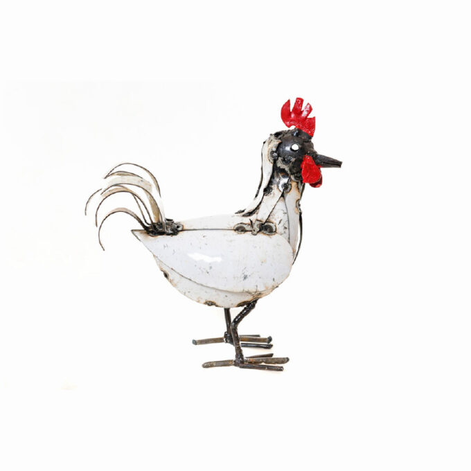 ZIMBAARTS METAL SMALL ROOSTER HANDMADE RECYLED ART