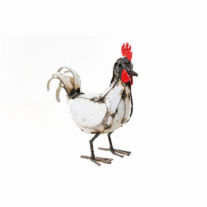 ZIMBAARTS METAL SMALL ROOSTER HANDMADE RECYLED ART
